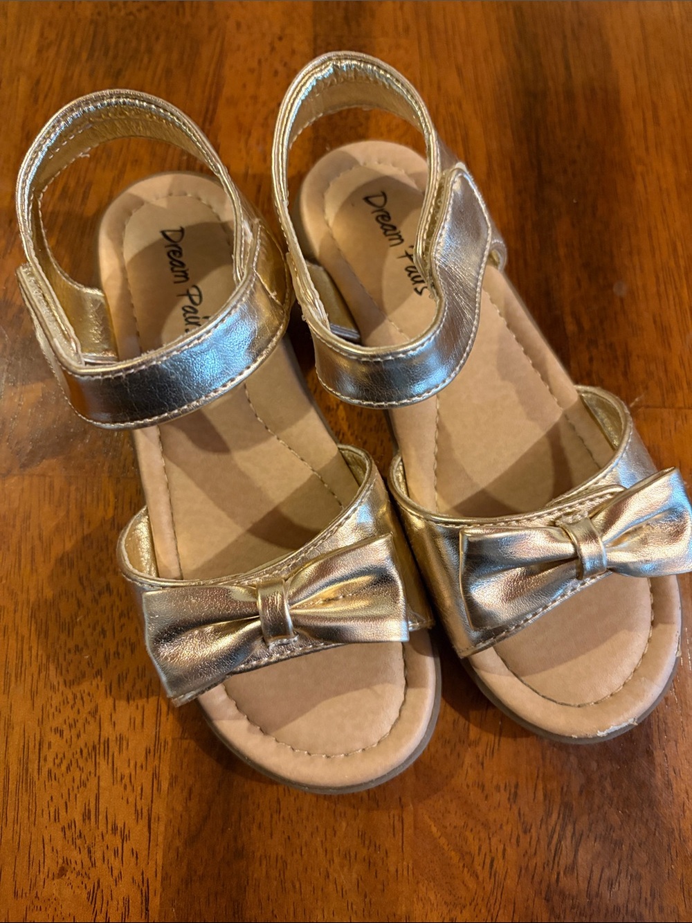 Dream Pairs Girls' Metallic Gold Bow Strap Sandals